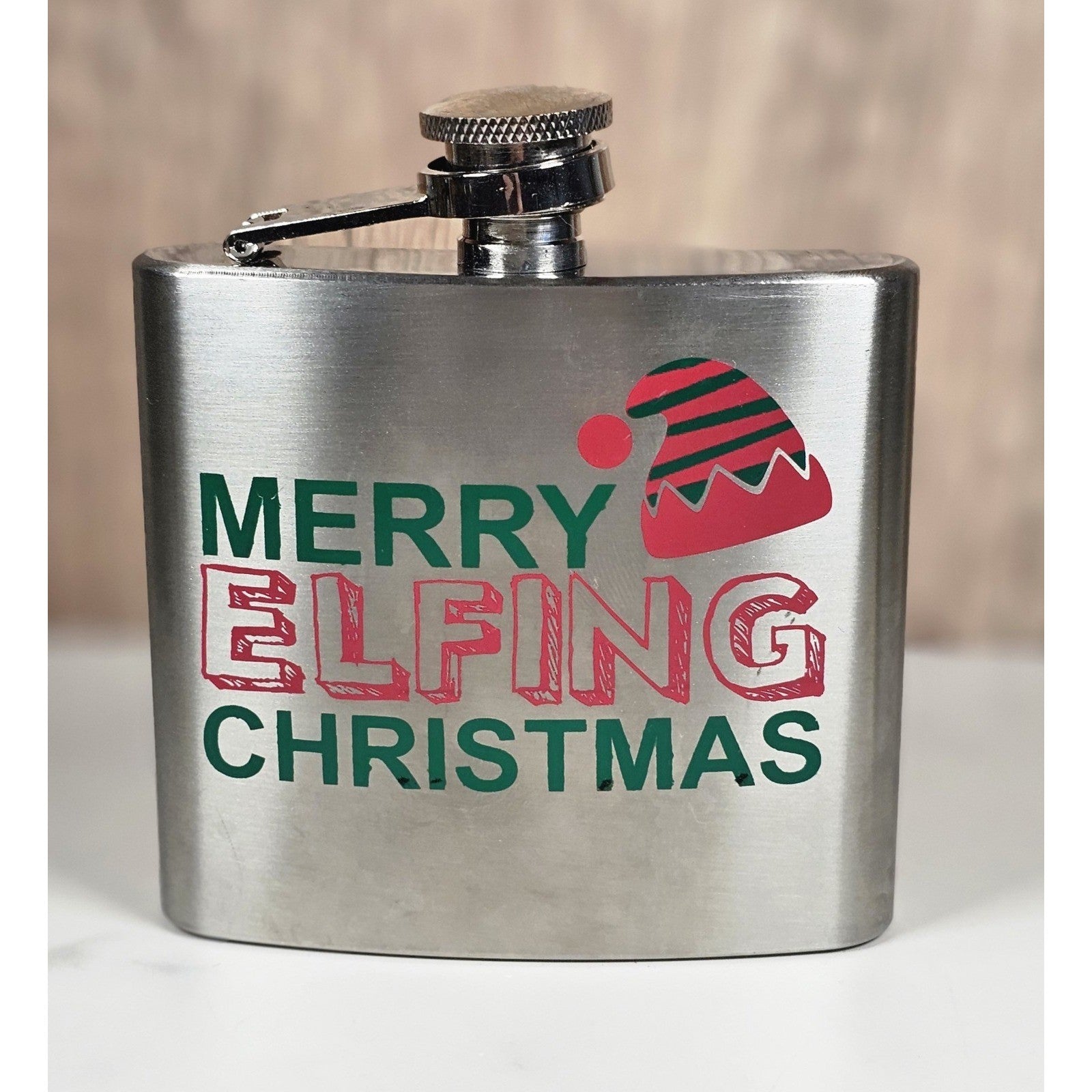Stainless Steel 5oz Merry Elfing Christmas Flask