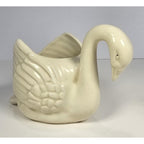 Vintage Porcelain Swan Figurine Small Vase 5.5 Inch