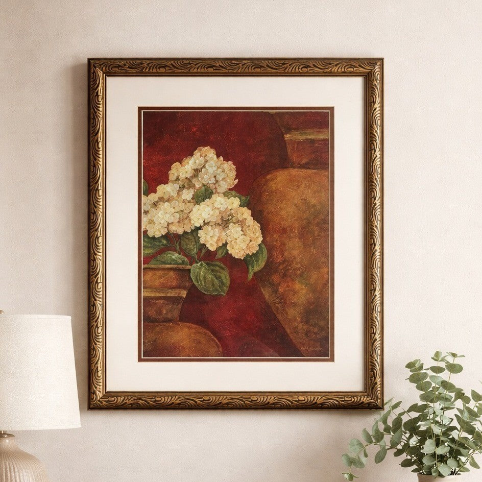 Tuscan Summer Framed Floral Wall Art 18x22 Vintage Italian Style Print