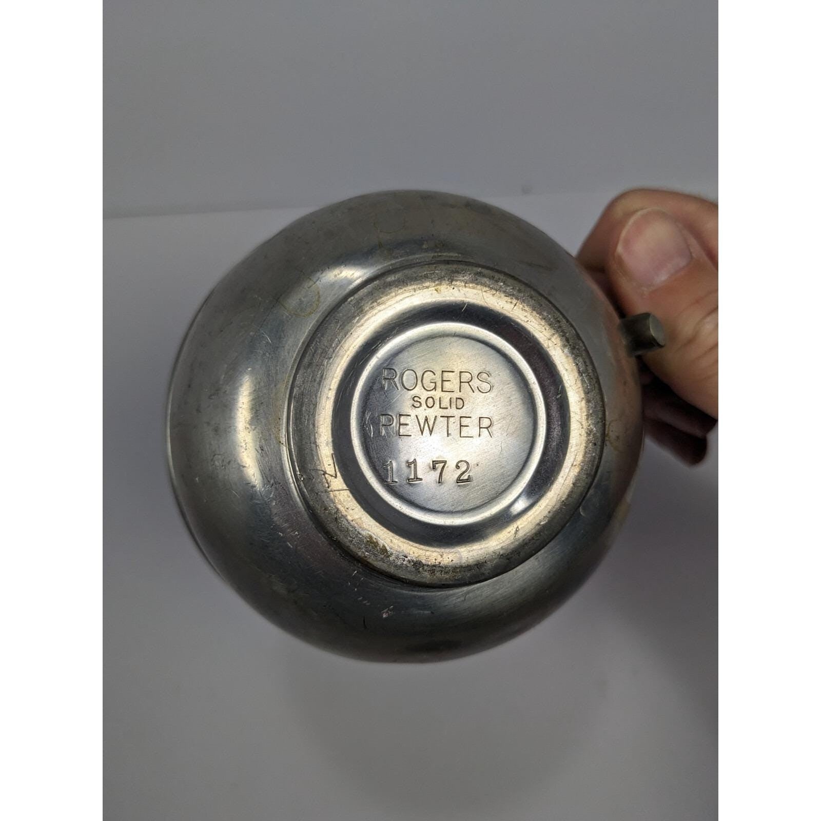 Rogers Pewter Coffee Pot Rattan Handle Mid Century Solid Pewter