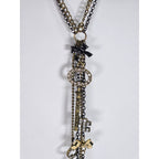 Betsey Johnson Vintage Charm Necklace Key Pendants Long Layered Statement