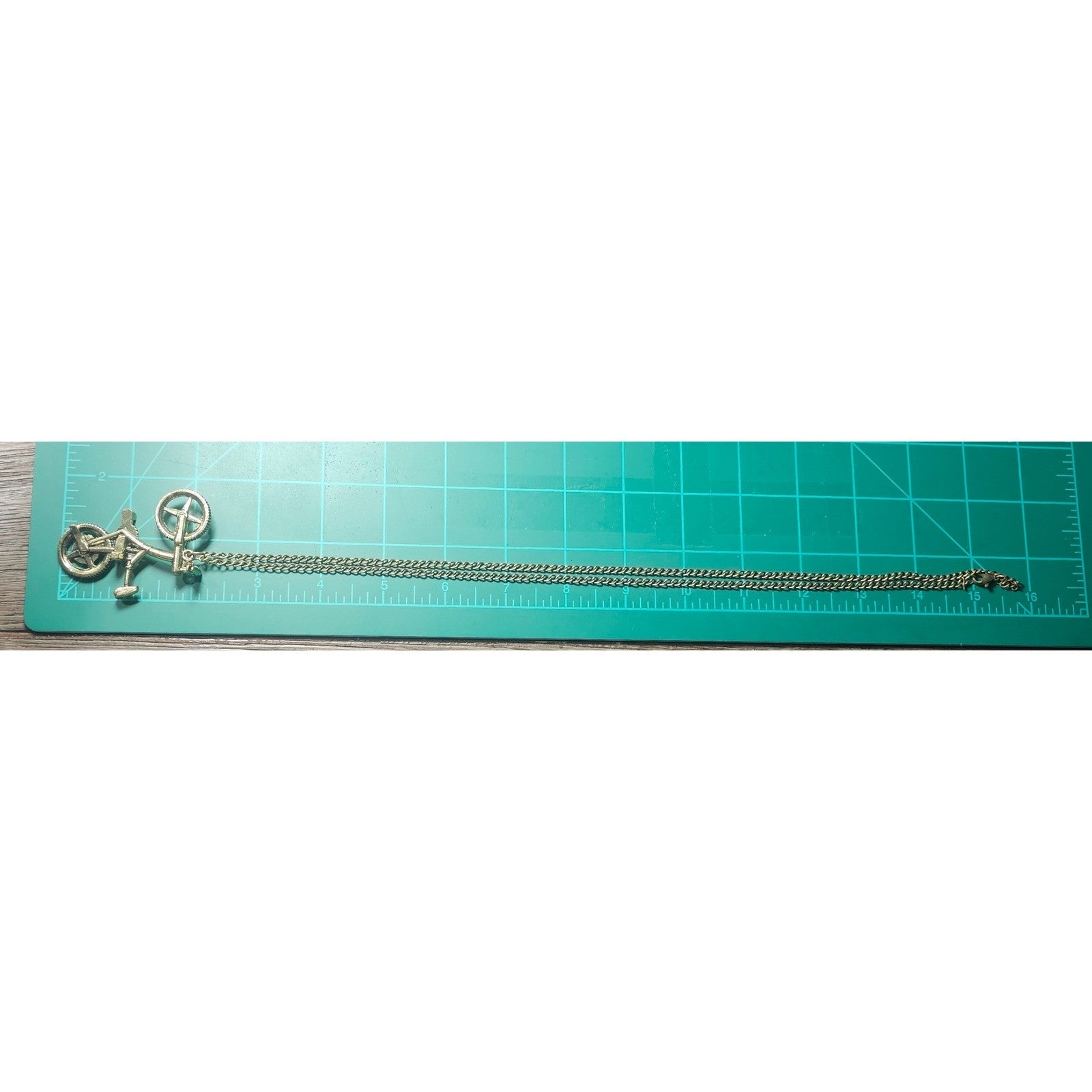 Vintage Bicycle Pendant Necklace Gold Tone Bike Charm Cyclist Jewelry