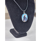 Vintage Madonna Pendant Necklace Lightweight Silver Tone Religious
