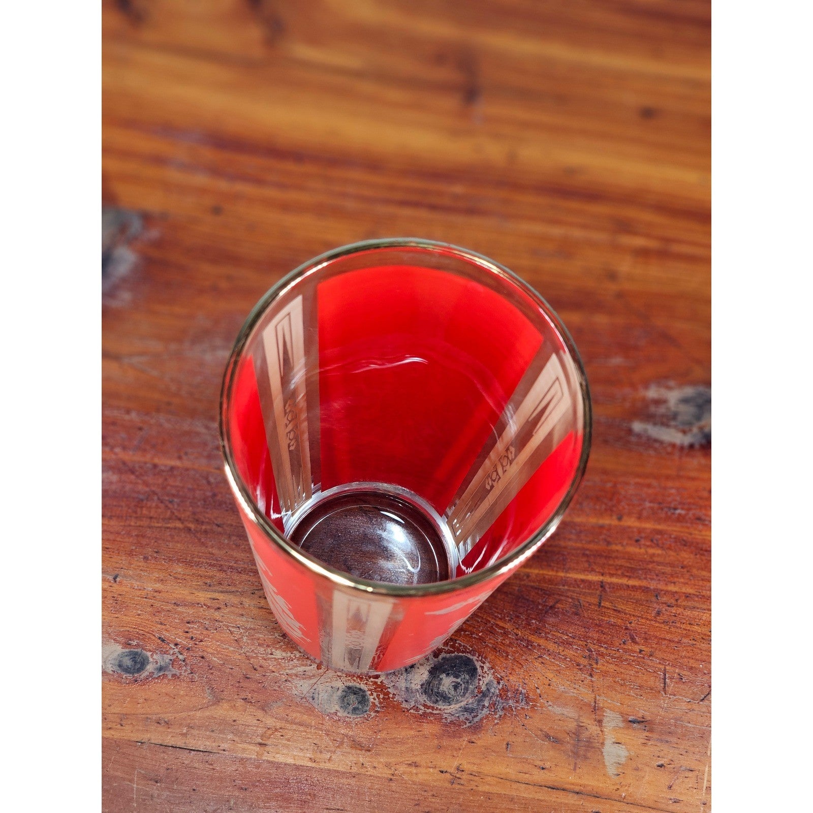 Vintage Culver Thai Goddess Highball Glass | Red & 22K Gold Barware