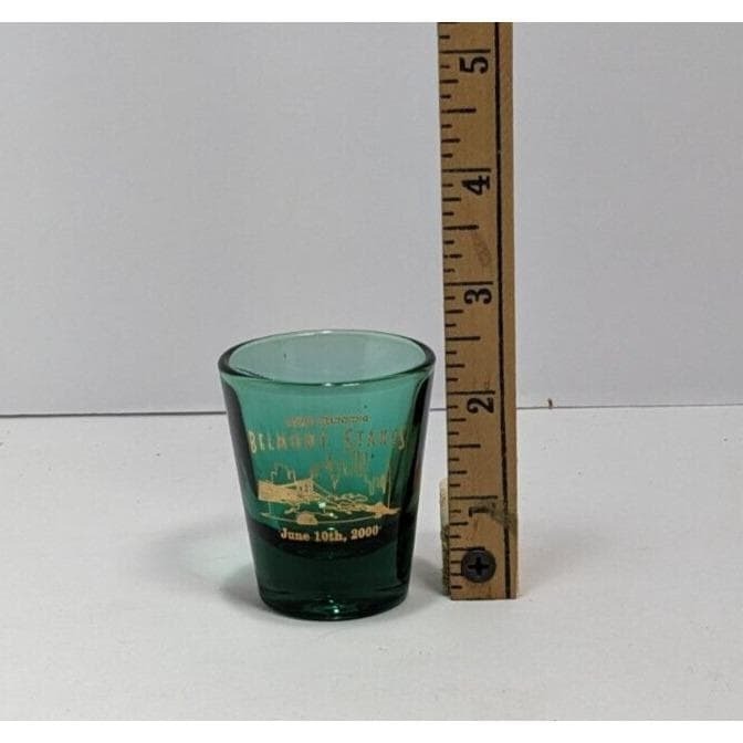 2000 132nd Belmont Stakes Green Shot Glass Gold Lettering