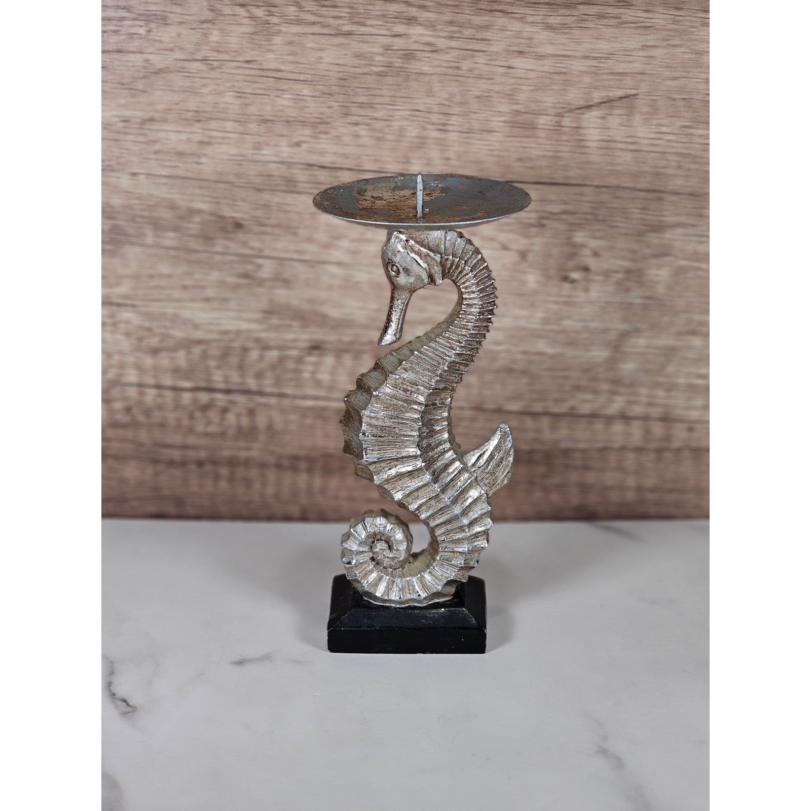 Vintage Seahorse Holder – Coastal Nautical Metal Decor – 7.5"x3"