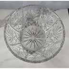 Vintage Cut Crystal Glass Bowl Starburst Pattern Scalloped Rim 9 Inch