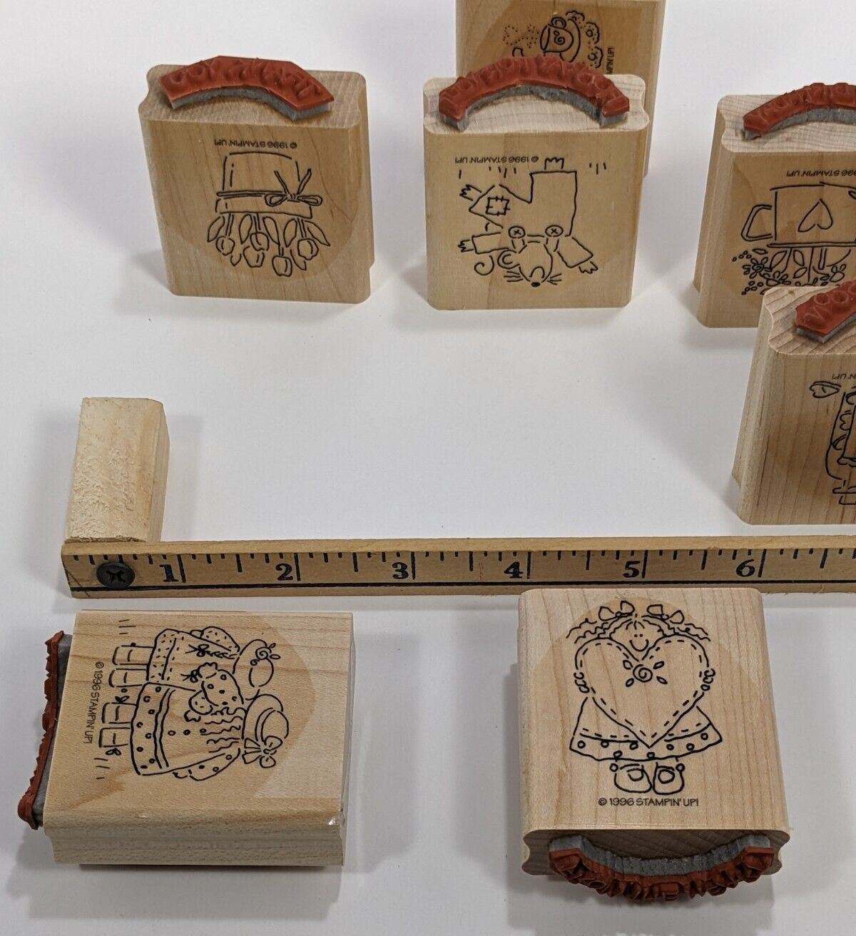 Set of 7 Stampin’ Up! Nice & Easy Notes Rubber Stamps – 1996 Vintage Set