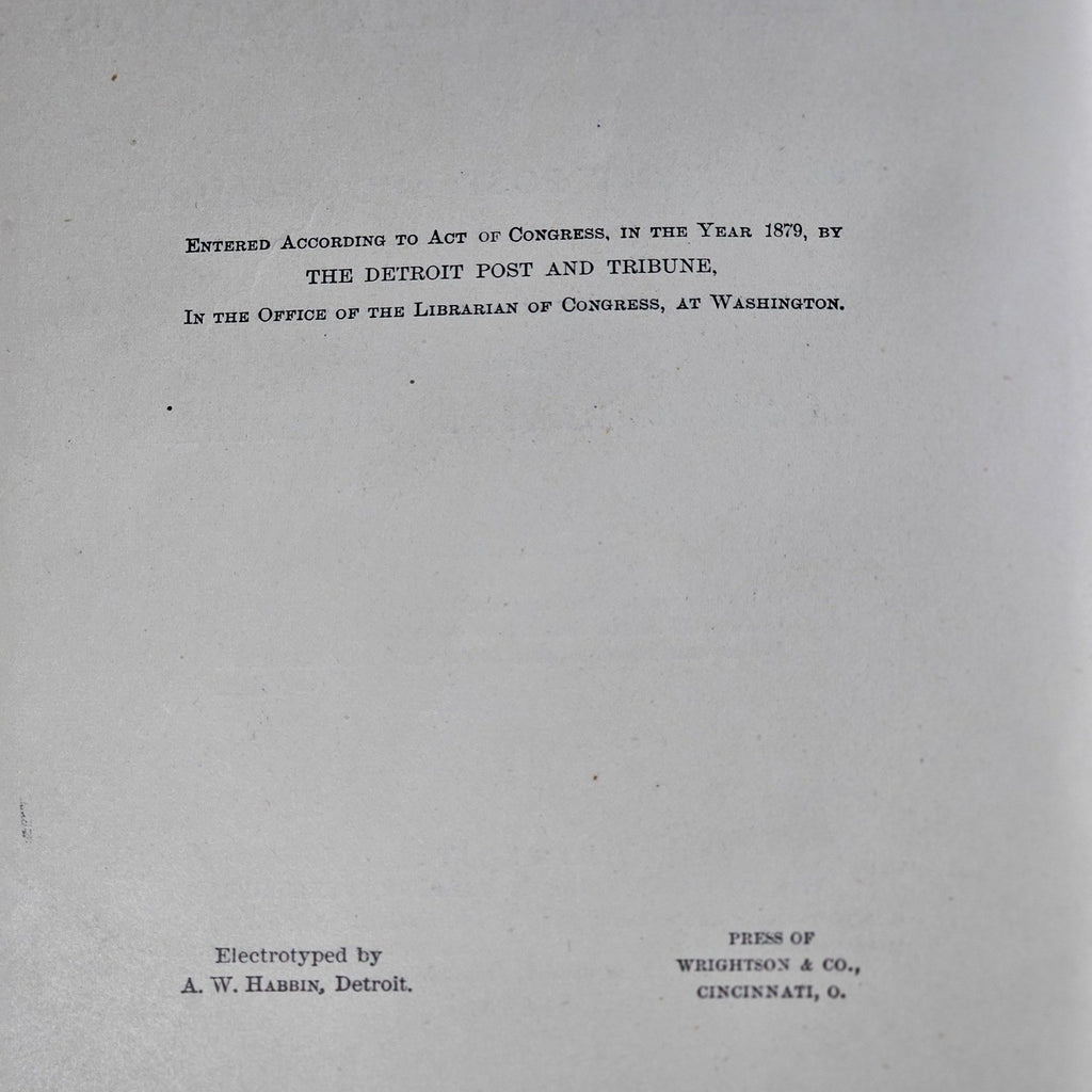 1880 Life of Zachariah Chandler Hardcover Detroit Post Tribune