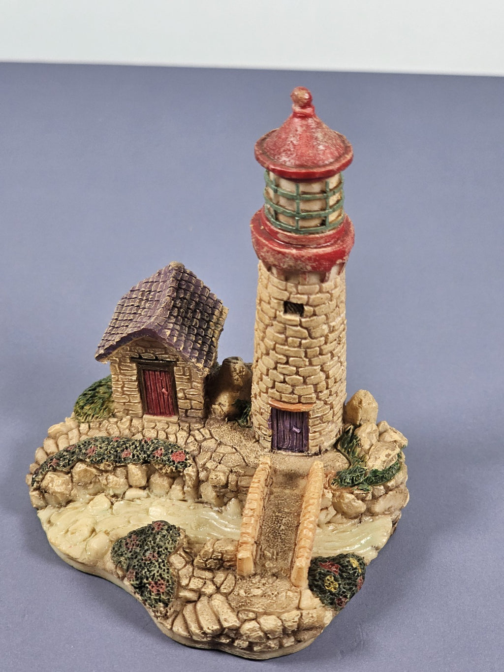 Vintage Ks Collection Lighthouse Figurine Stone House & Bridge