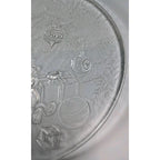 Vintage Christmas Glass Platter Teddy Bear Holiday Serving Plate
