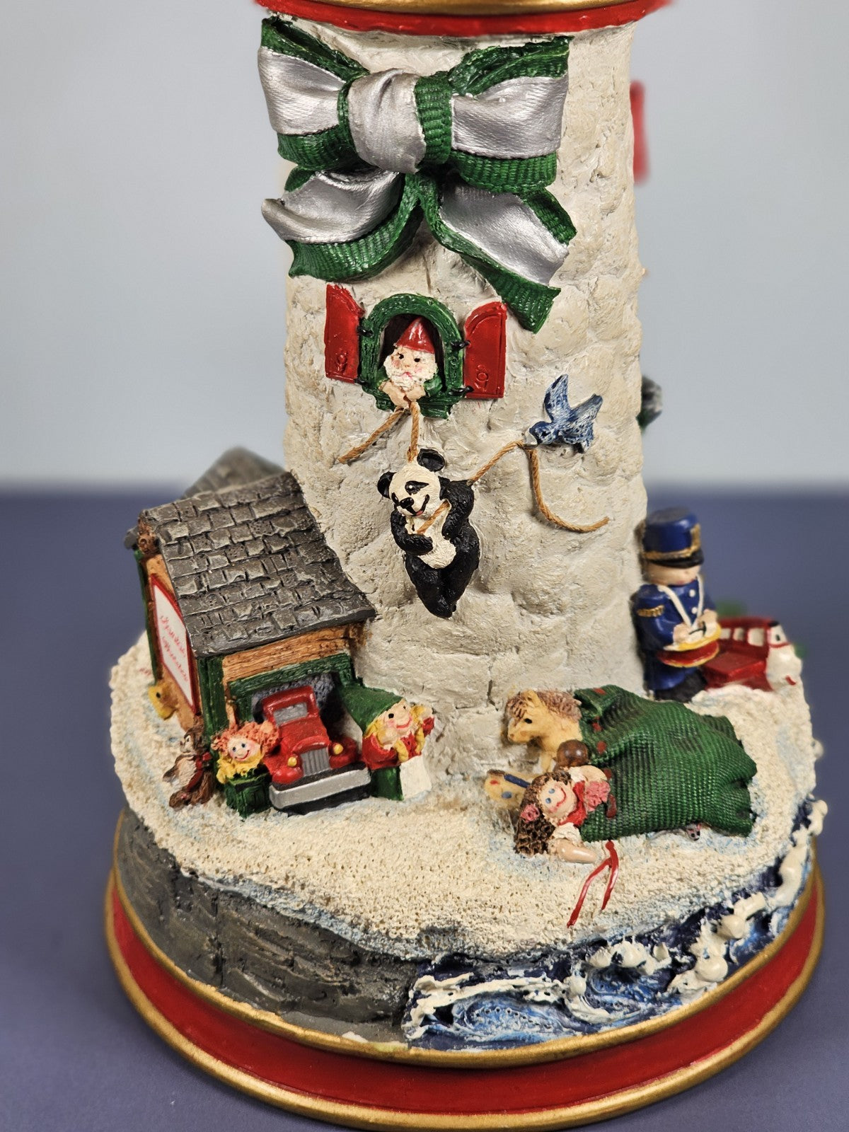 Danbury Cheryl Collin Lighthouse Xmas Candlestick Filling Santa Sack Waiting