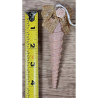 Vintage Pink Shell Christmas Ornament Gold Bow Rose 4 Inch