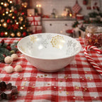 Vintage Holiday Christmas Cereal Bowl Snowflake Ceramic 6 Inch