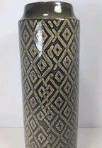 15½″ Black & White Diamond Pattern Glass Vase – Tall Statement Piece