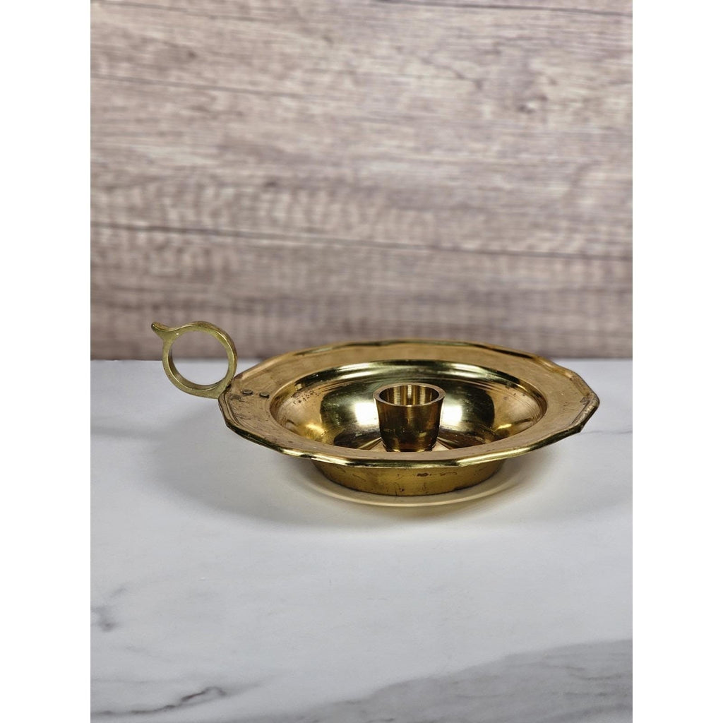 Vintage Brass Chamberstick Candle Holder with Handle | Made in India