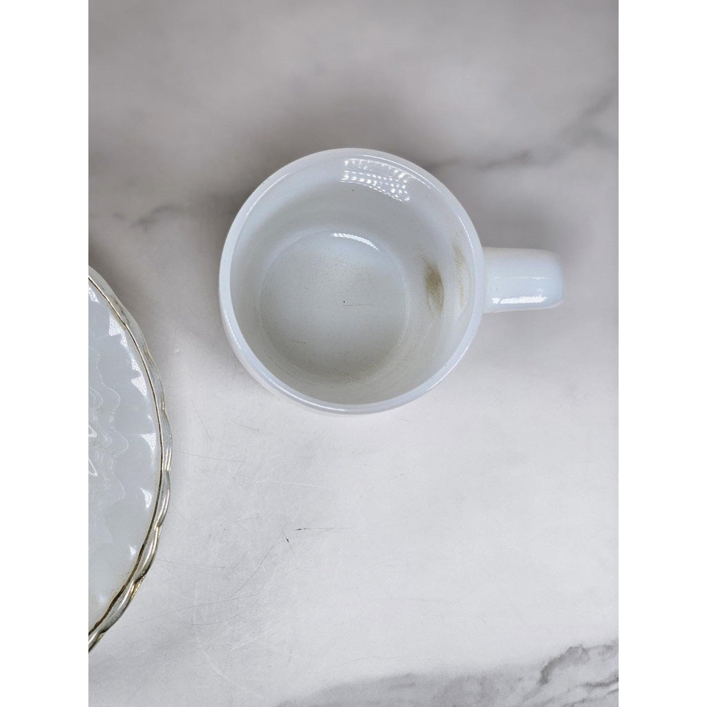 Anchor Hocking Fire-King Milk Glass Mug and Swirl Bowl Set Vintage