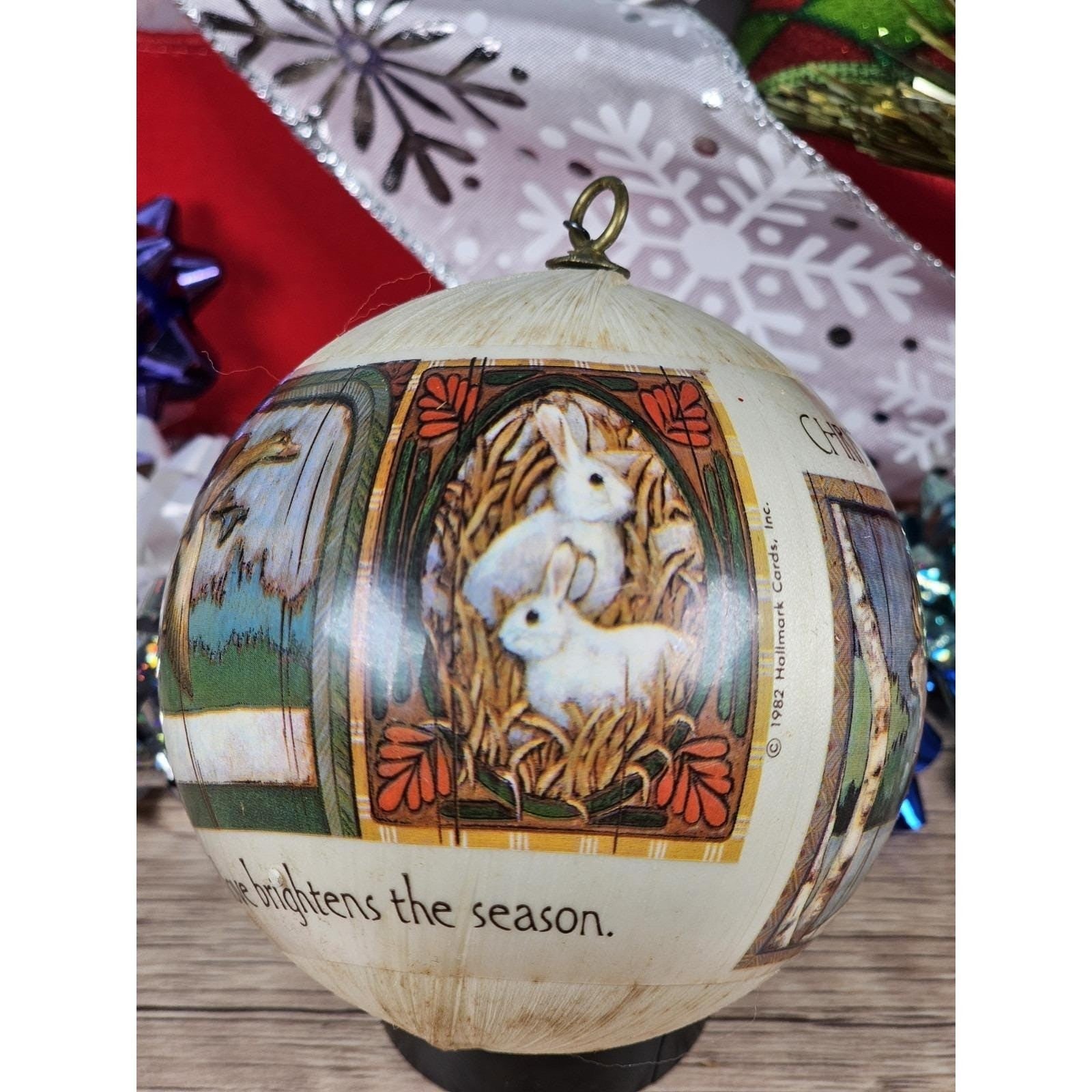 Hallmark 1982  Satin Christmas Ornaments Set of 3 Vintage