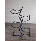 Modern Black Metal Wine Bottle Holder Tabletop Rack Holds 4 Bottles