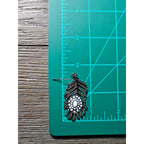 Vintage Feather Dangle Earrings White Cabochon Boho Drop