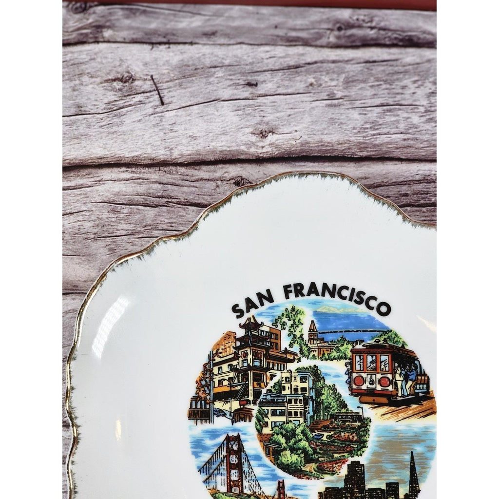 Vintage San Francisco Souvenir Plate Gold Trim Scalloped 5.5"