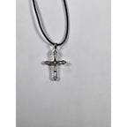 Vintage Sterling Silver Cross Necklace with CZ Stones Pendant