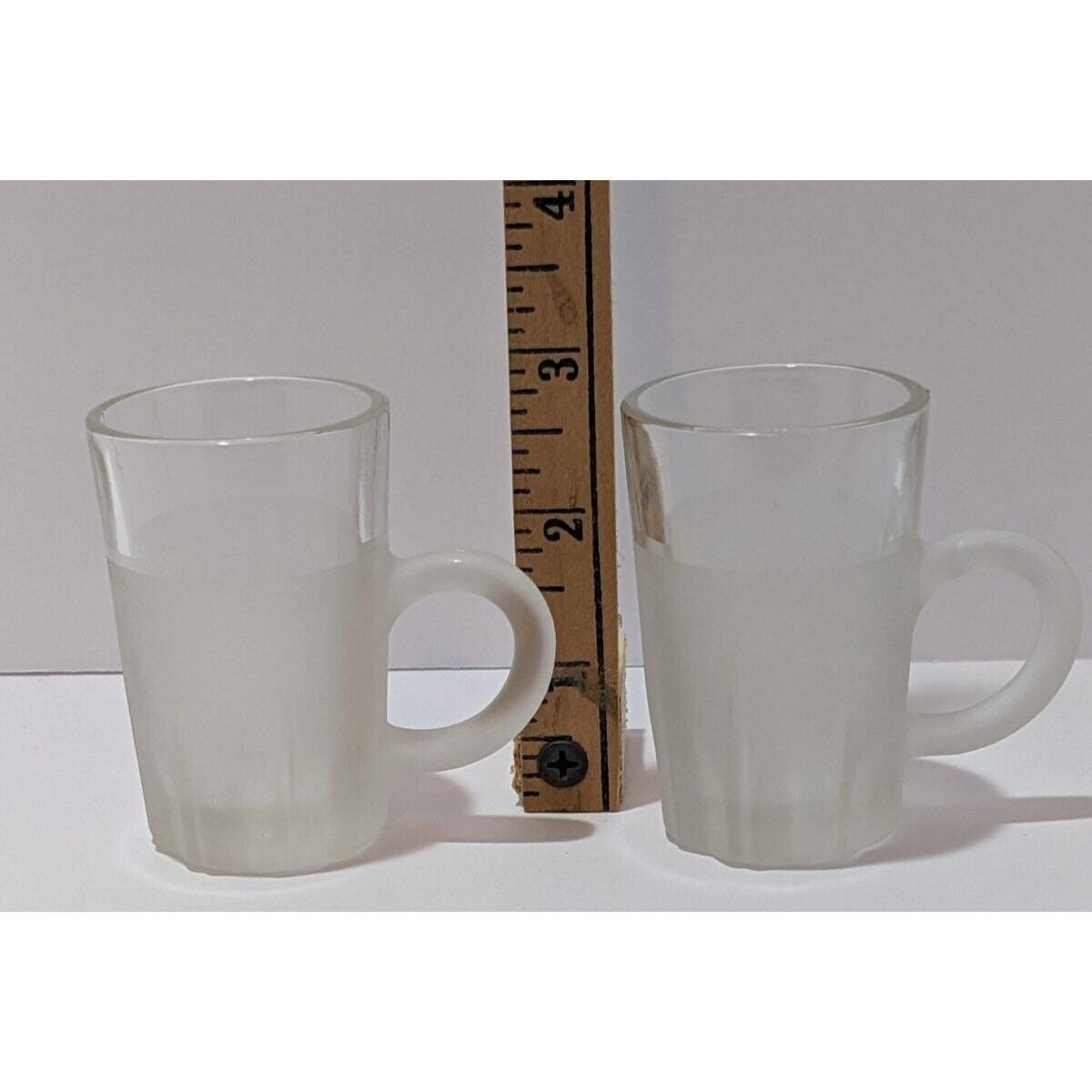 Vintage Frosted Espresso Shot Glasses With Handles Set of 2