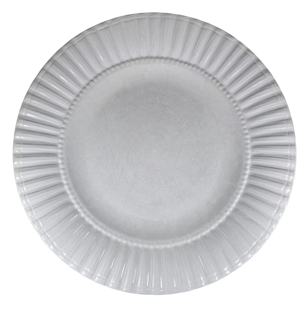 Set Of 6 White Embossed Dinner Plates Thomson Pottery 10.75 Inch Ceramic