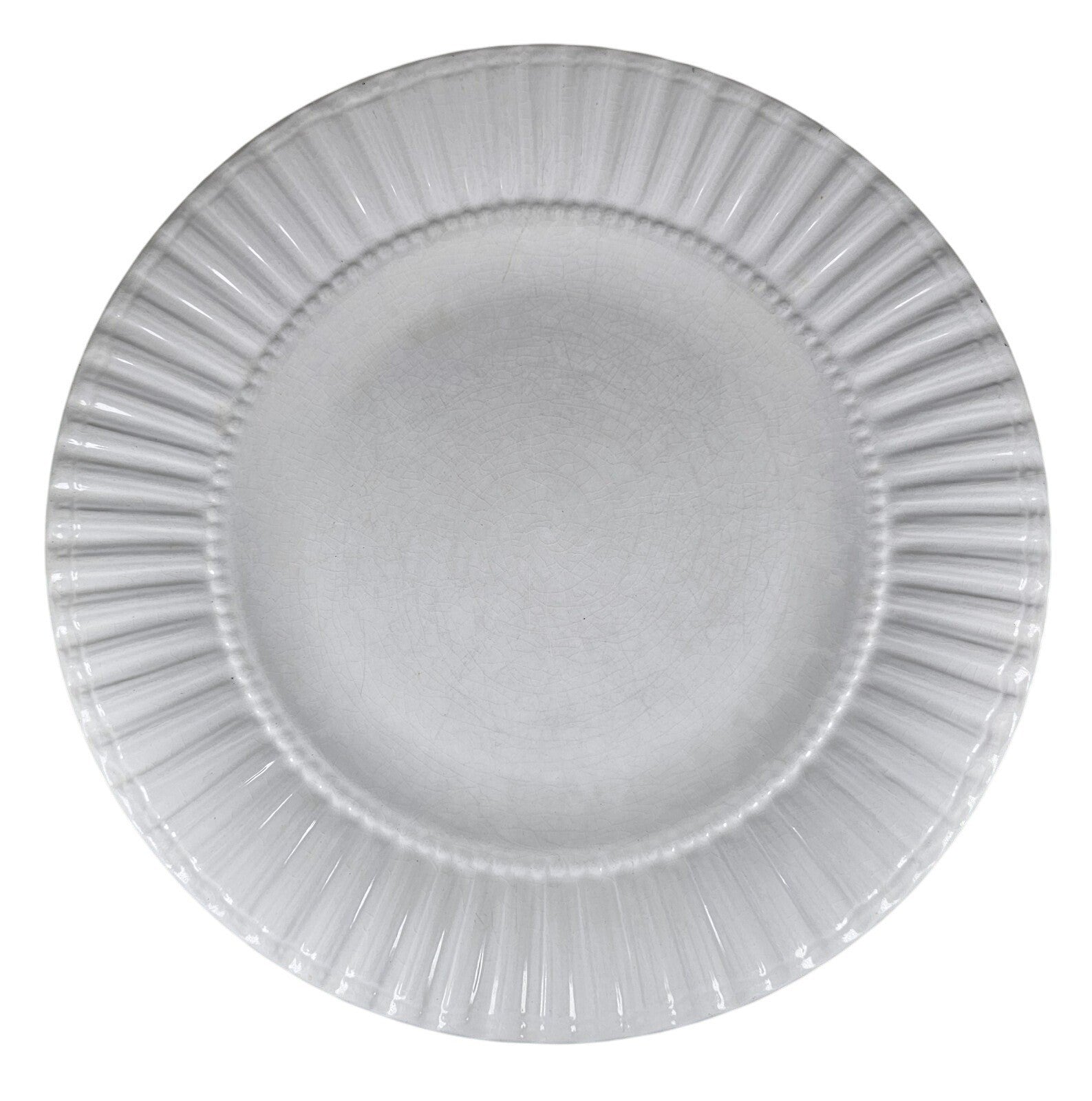 Set Of 6 White Embossed Dinner Plates Thomson Pottery 10.75 Inch Ceramic