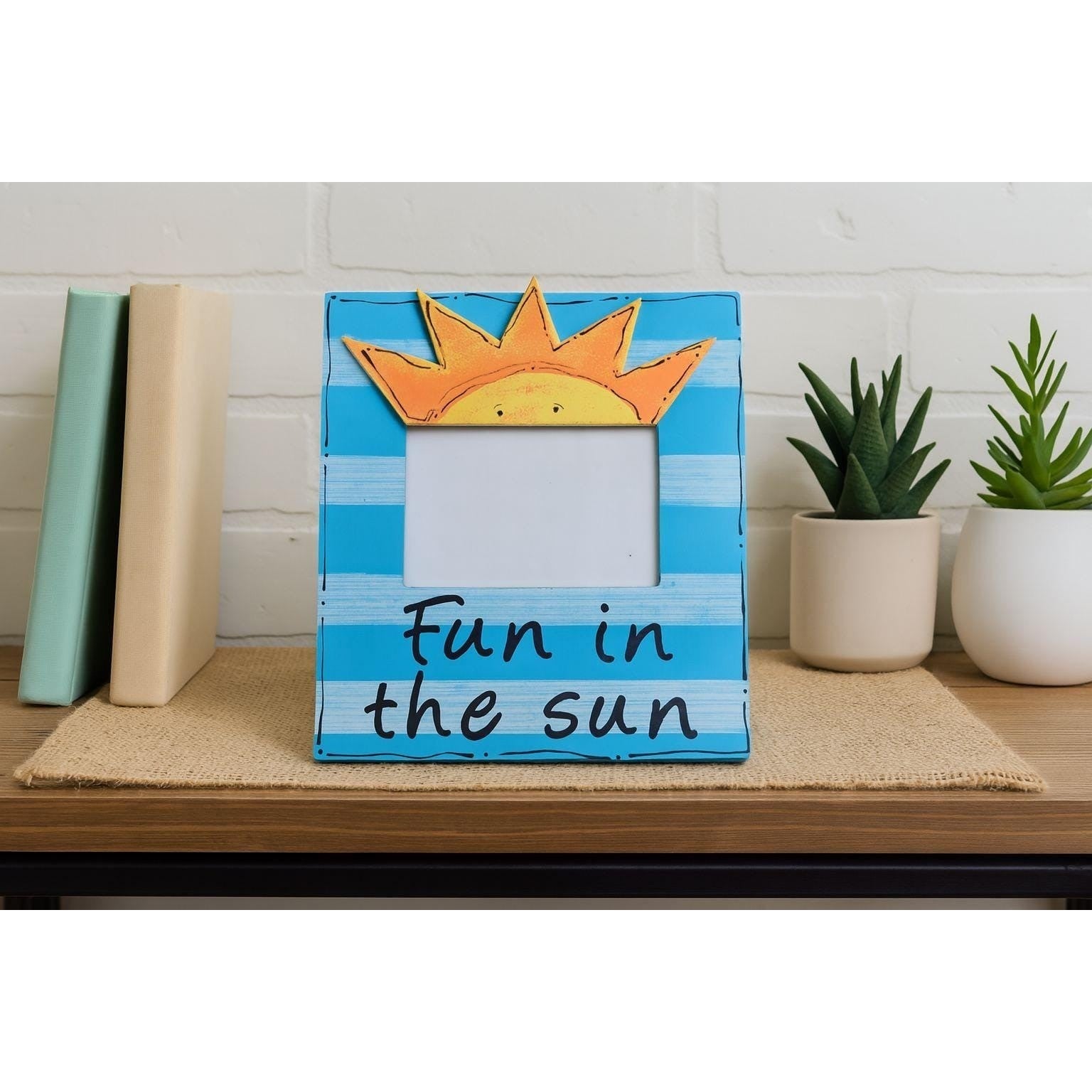 Vintage Beach Theme Picture Frame Sun Stripe Coastal Decor 4x6 Photo