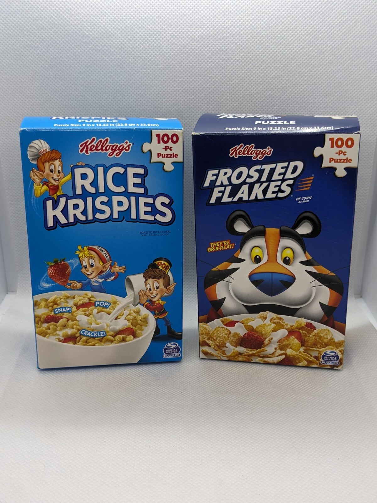 Lot of 2 Kelloggs Cereal Mini Box Puzzles Frosted Flakes & Rice Krispies 100 pcs