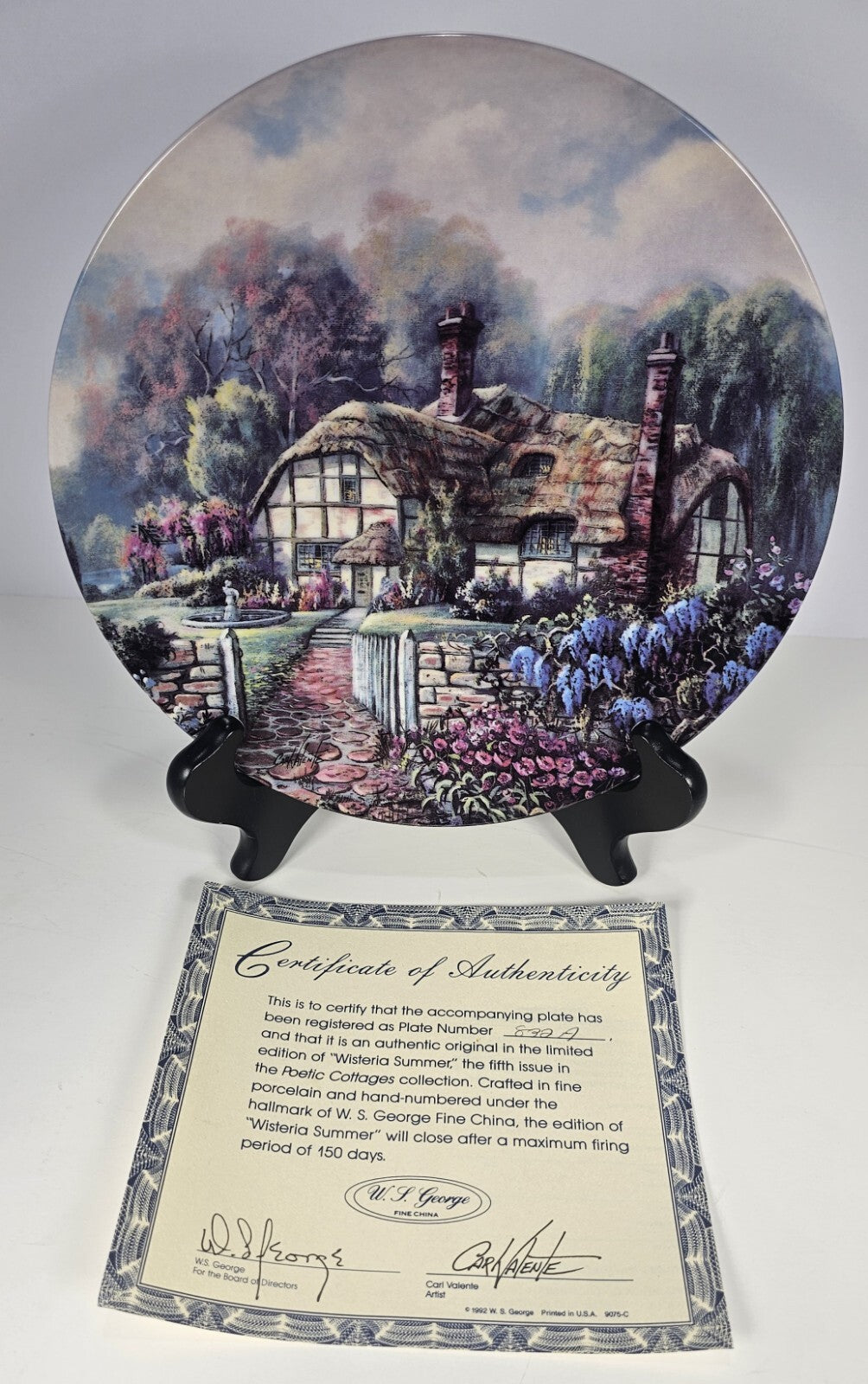 Wisteria Summer Poetic Cottages Collector Plate by Carl Valente
