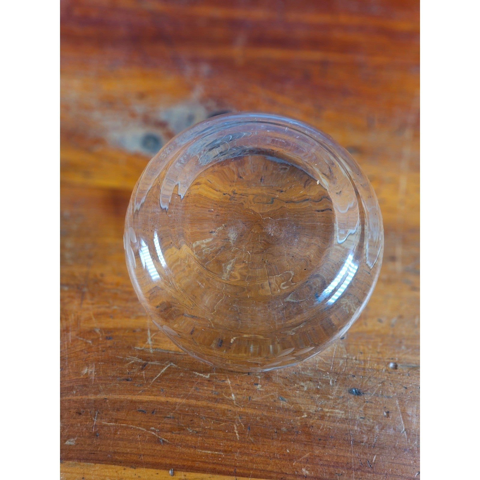 Vintage Etched Glass Bowl Floral Vine Design 3.5" Clear Decorative Dish