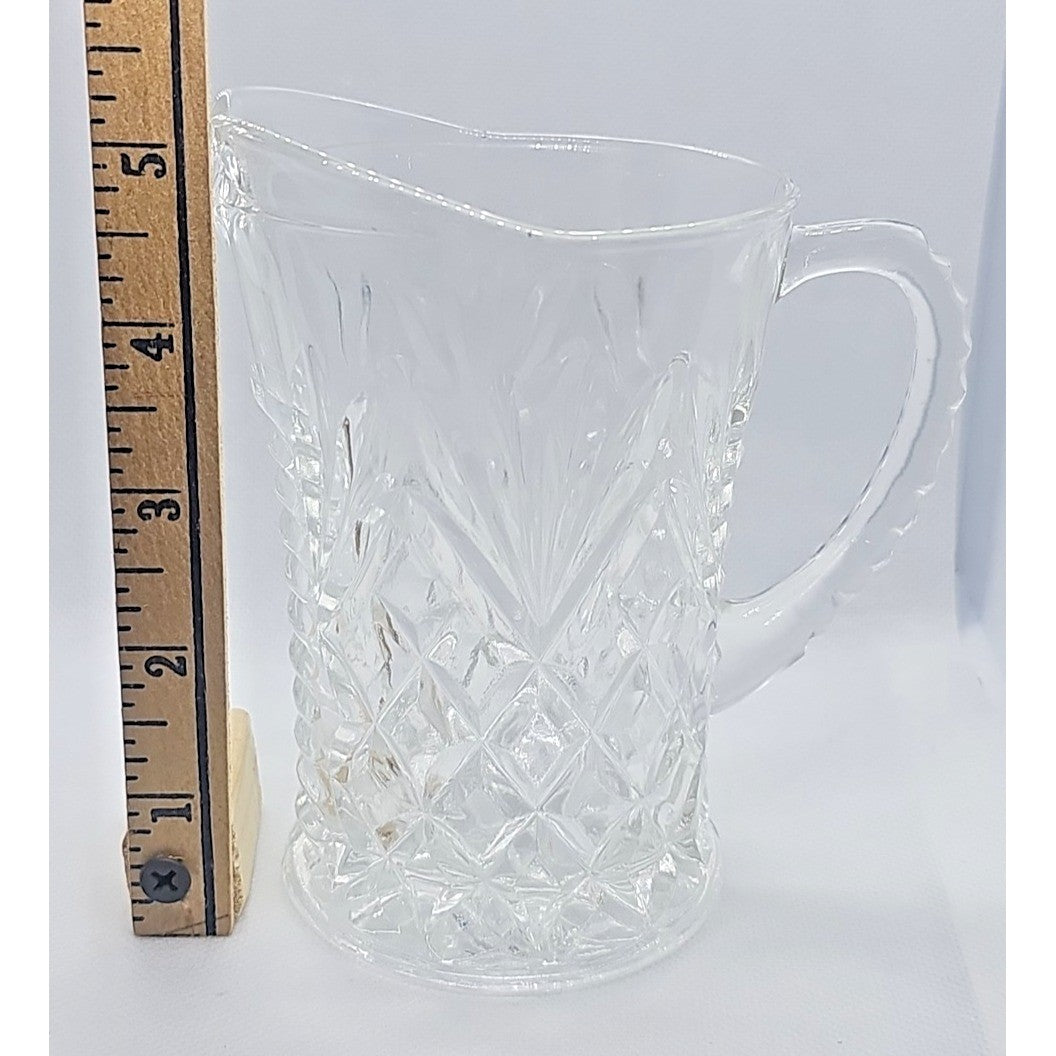 Vintage 5" Tall Anchor Hocking Pressed Pineapple Glass Creamer Pitcher 1960s
