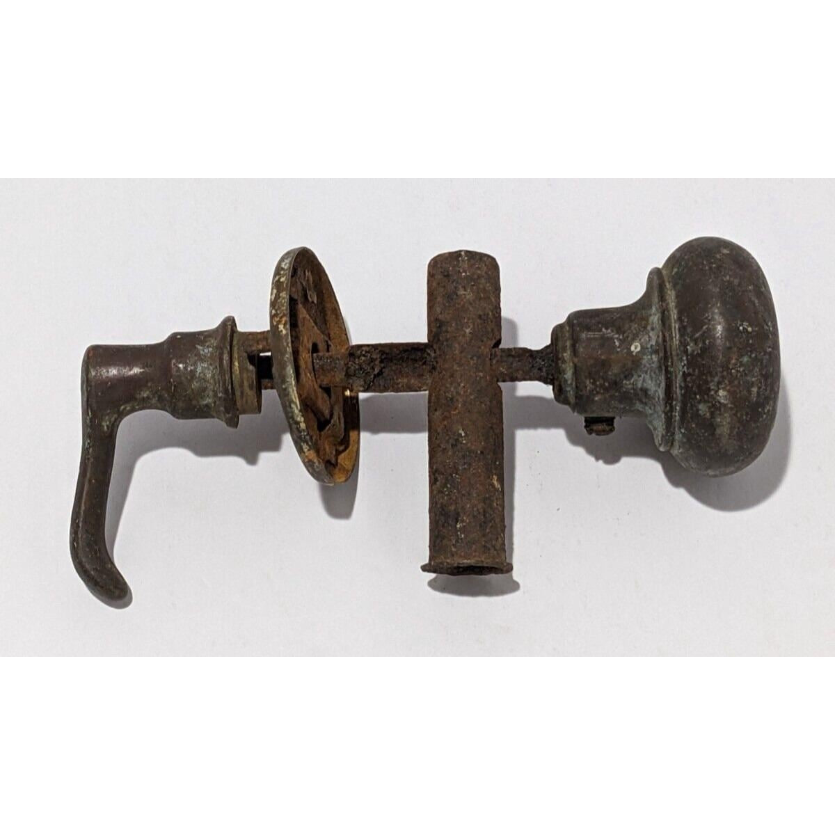 Antique Bronze Door Knob Latch Set 19th Century Hardware
