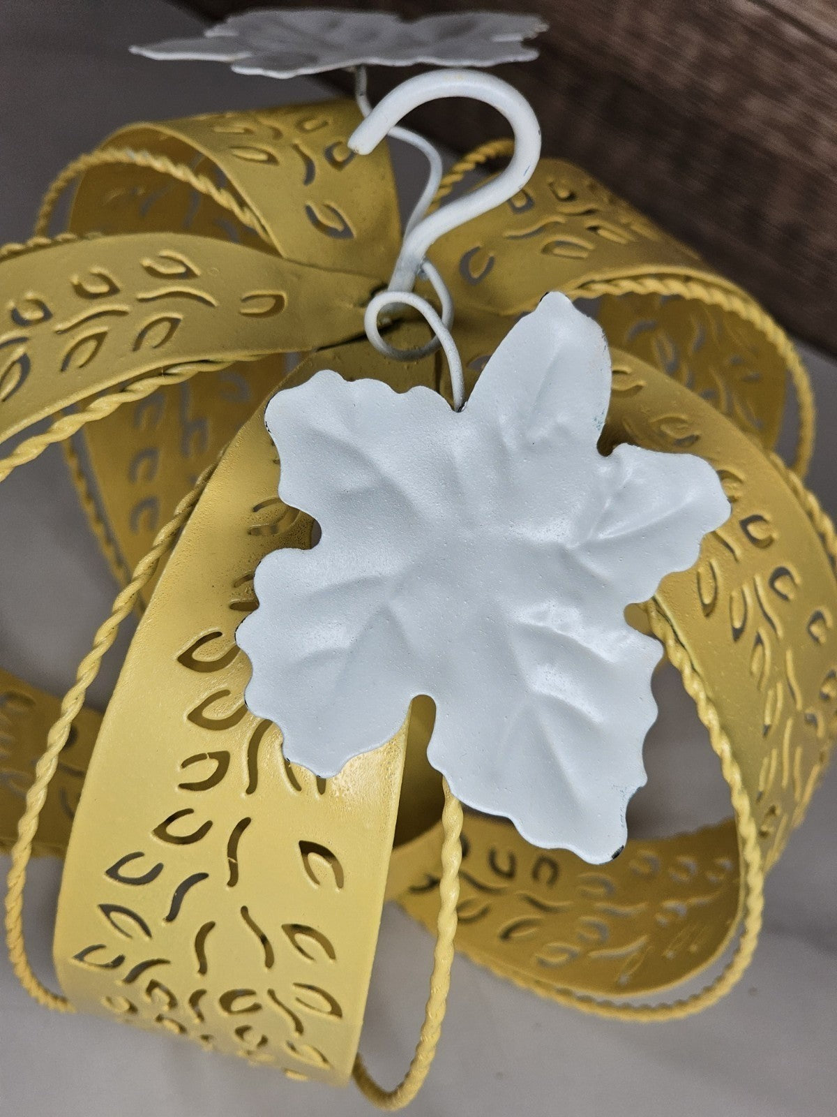 Yellow Metal Pumpkin Candle Holder Lantern Fall Decor Halloween Thanksgiving 4.5