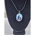 Vintage Madonna Pendant Necklace Lightweight Silver Tone Religious