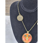 Vintage Aries Ram Pendant Necklace Zodiac Medallion Oval Charm