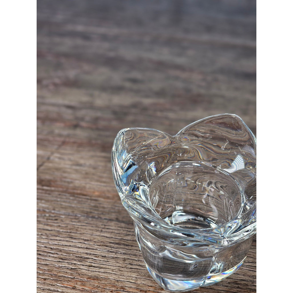 Vintage Clear Glass Votive Candle Holder | Sculpted Glass | 3" x 3"