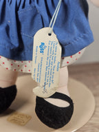 Vintage Russ Berrie "Amber" 1980s Cloth Doll With Original Hang Tag & Stand Polk
