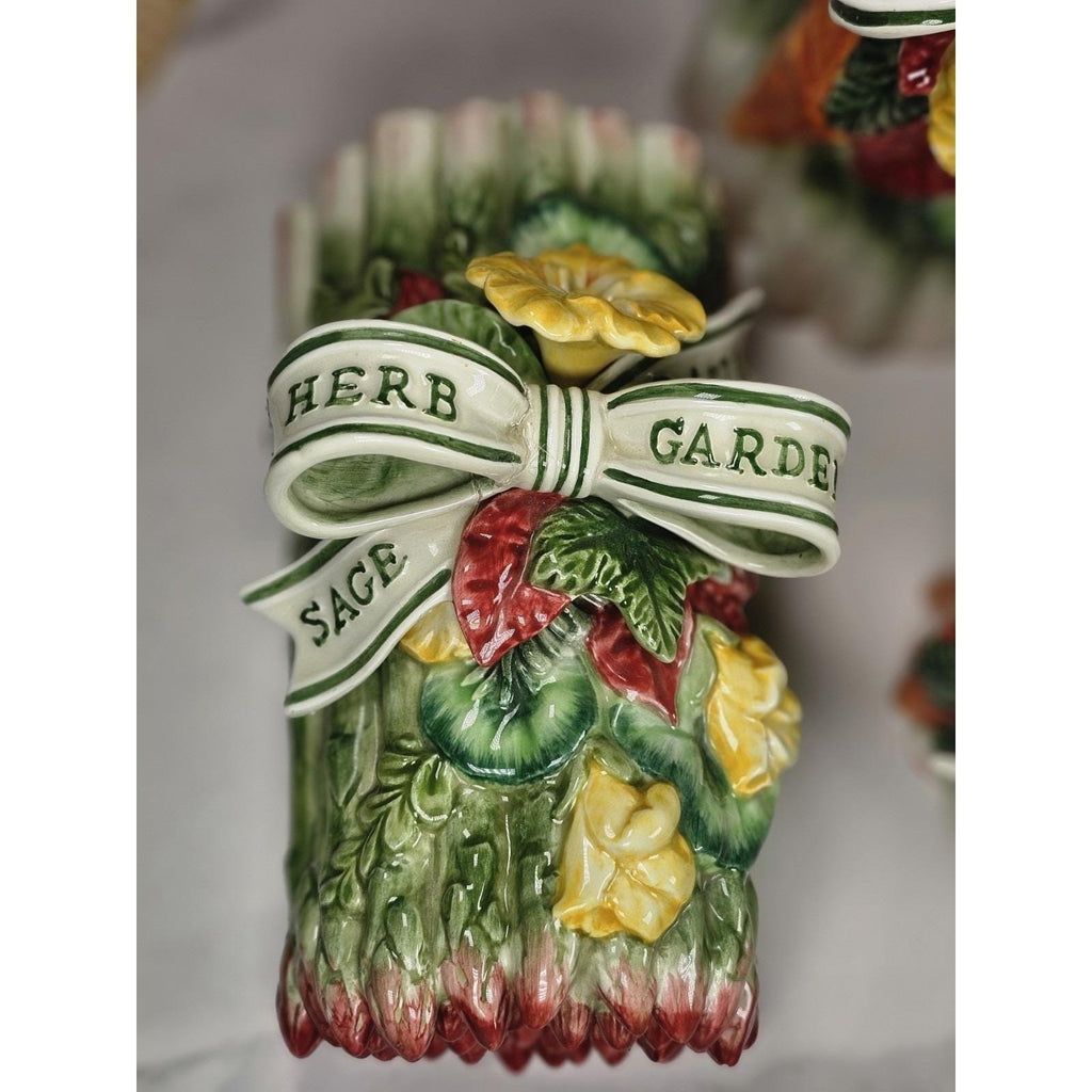 Vintage Fitz & Floyd Herb Garden Figural Asparagus Pitcher Mug  Lidded Box