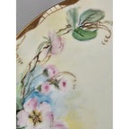 Vintage H & Co Bavaria Dogwood Plate Hand Painted Porcelain Gold Trim