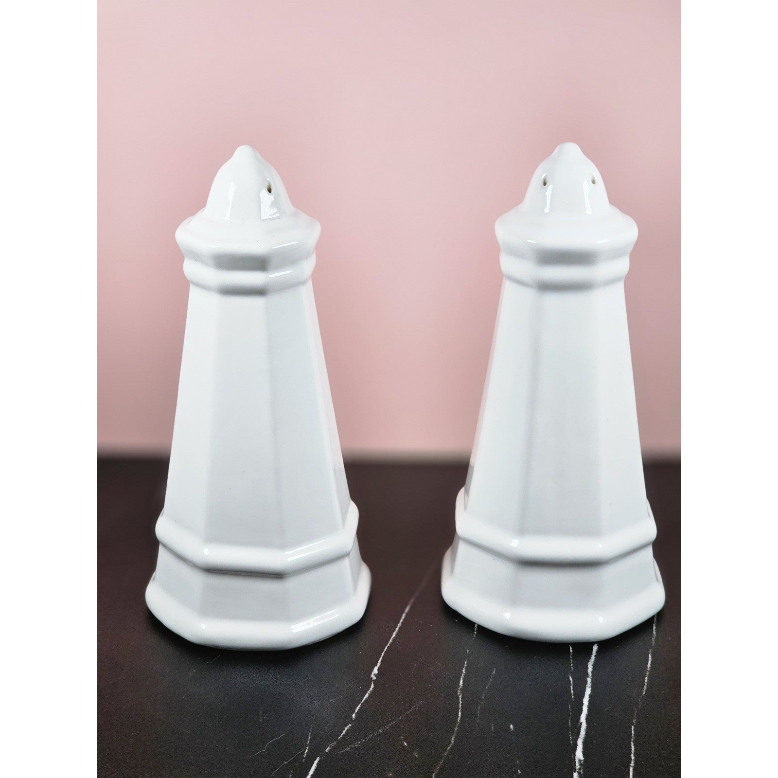 Vintage Pfaltzgraff Heritage Lighthouse Salt & Pepper Shakers White Ceramic