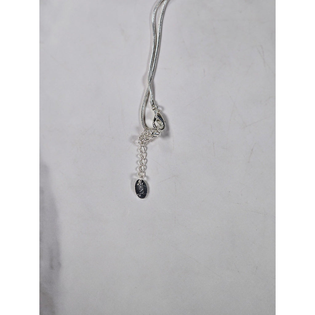 Vintage Silver Tone Cross Necklace with Clear Stone Accents