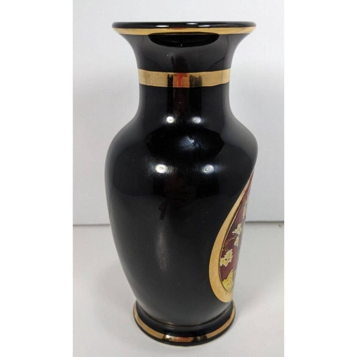 Vintage Chokin Vase Pagoda Scene Gold Gilded Japan 6.25"