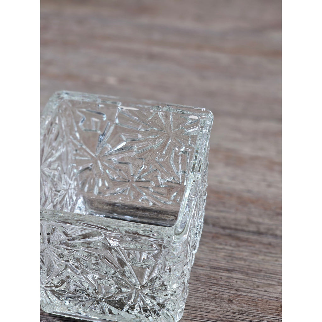 Vintage Avon Clear Pressed Glass Square Votive Candle Holder