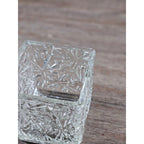 Vintage Avon Clear Pressed Glass Square Votive Candle Holder