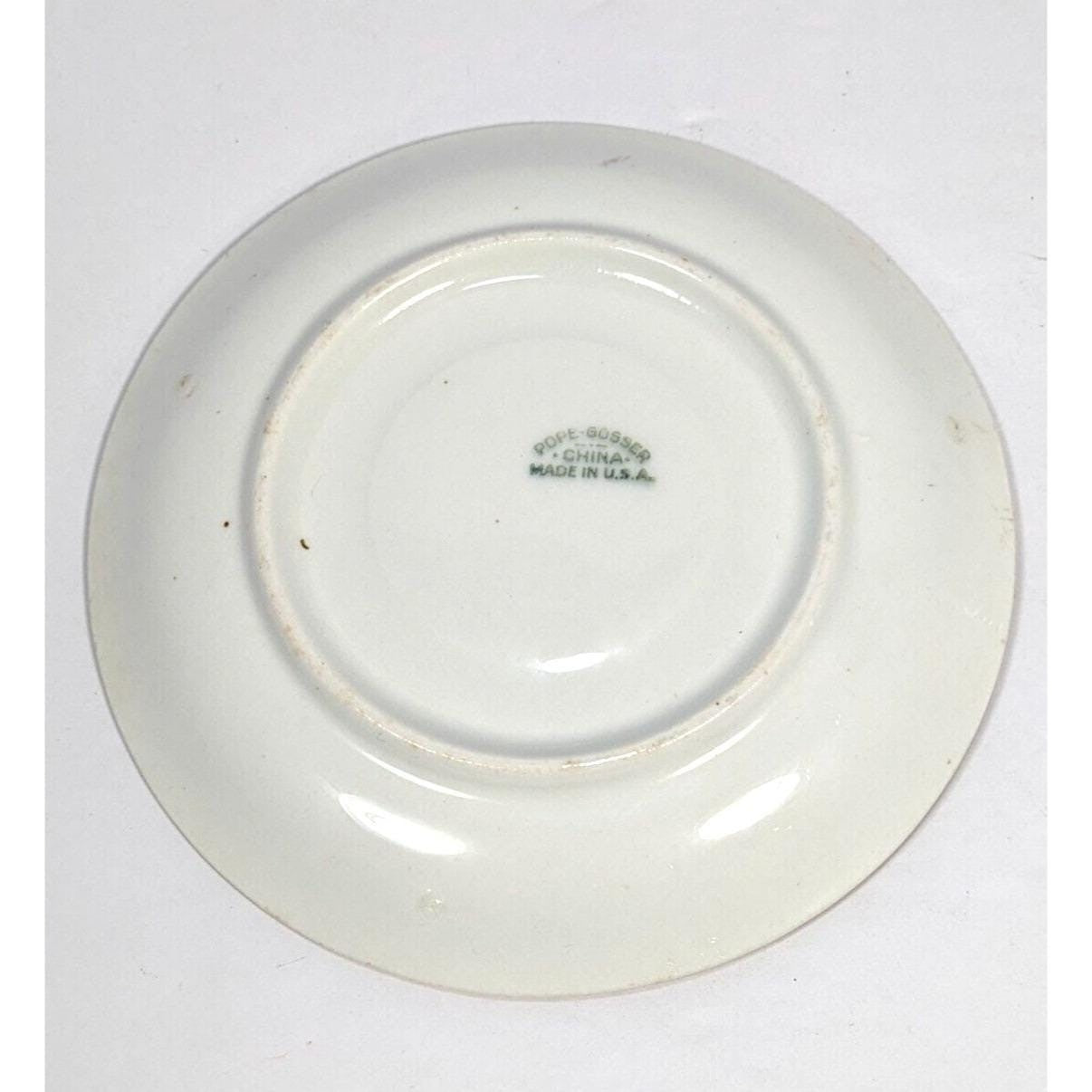 Pope Gosser Teacup and Saucer Set Gold Trim Vintage Set of 2