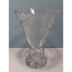 Vintage Cut Crystal Trumpet Vase Starburst Pedestal Vase 7.5 Inch