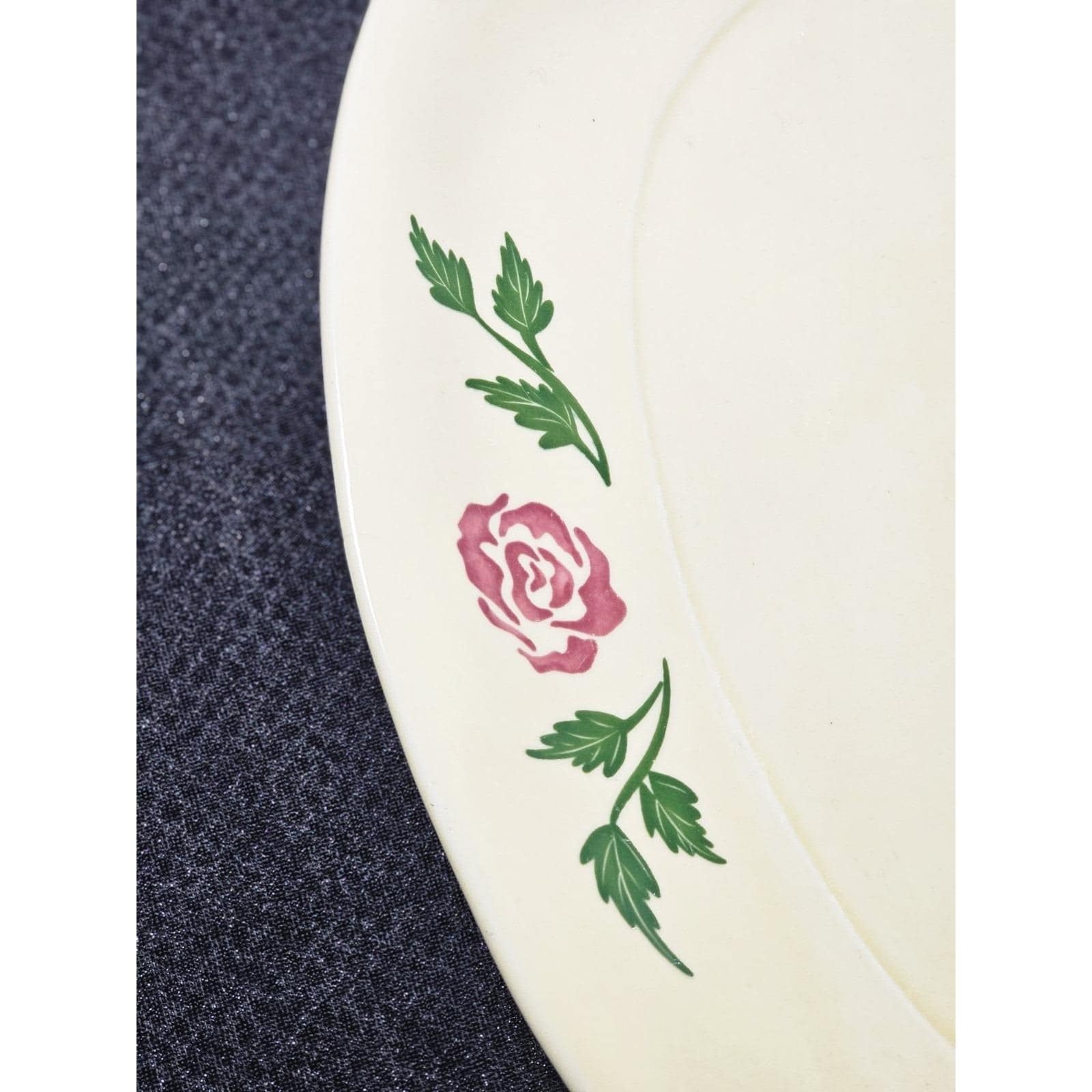 Vintage Floral Oval Serving Platter Yellow Pink Rose Ceramic 16x12
